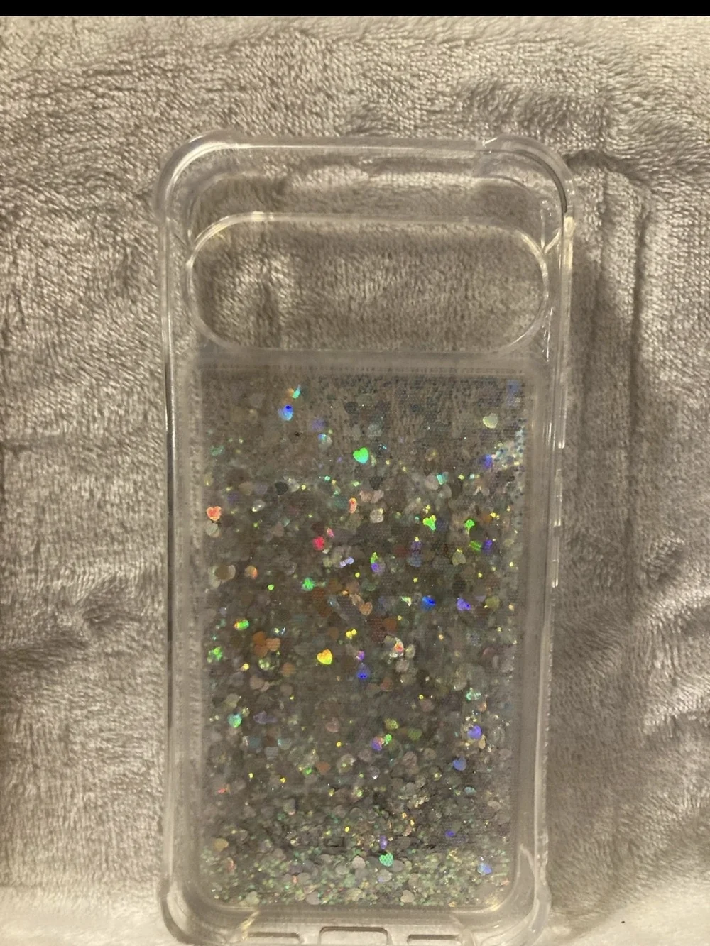 NWT Google Pixel 10 Pro XL Liquid Glitter Case Silver Holographic Heart Heavy Du